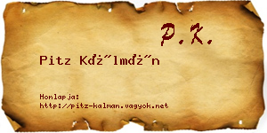 Pitz Kálmán névjegykártya